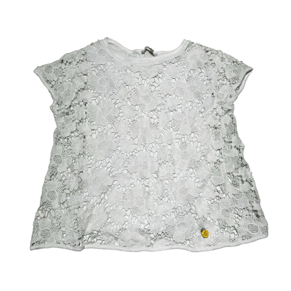 Charming White Lace Short Sleeve Kids Tee with white under tank top‎